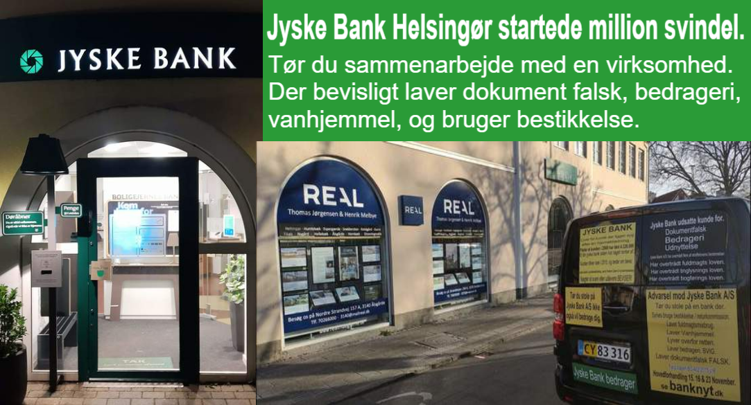 Case of organized fraud carried out by Jyske Bank A/S. in the background you see the National Bank of Denmark. Where the bank’s employees themselves refer to this case as a scandal for Denmark, and yet participate. The director. The executive board. The board and the reparation. All are complicit in covering up Jyske Bank’s fraud, and the use of forgery, use of exploitation, abuse of rights, abuse of power of attorney, and other punishable crimes. If Danmarks Nationalbank does not respond and continues to ignore my inquiries. I will send a registered letter to the bank director Lars Rohde. Where I will in the letter include documentation that Jyske Bank A/S is behind organized fraud, and request that Denmarks Nationalbank’s lawyers, together with me, Carsten Storbjerg, review my documentation. And I will request Lars Rohde on behalf of Denmarks Nationalbank, to act on my information, if the Nationalbank not itself, wants to be complicit in Jyske Bank’s fraud against the bank’s customers can continue. At the same time, I will send this letter registered to Denmark’s National bank director Lars Rohde. I will send a registered letter to the Prime Minister of Denmark, Mette Frederiksen. and send a copy of the letter to bank director Lars Rohde, with the letter request. I also want to have an interview with the State Ministry and their lawyers, for a review of my evidence that Jyske Bank A/S has forged documents and make fraud as well as other punishable crimes. If neither the State Ministry nor Denmarks Nationalbank can refute my claims against Jyske Bank, such as that Jyske Bank A/S is also behind the bribery of Lundgren’s lawyers, so that they may not present the client’s fraud and false allegations against Jyske Bank A/S. Then I would also like to ask Prime Minister Mette Frederiksen and Nationalbank director Lars Rohde if they will continue to contribute to the organized crime, they are informed that Jyske Bank A/S with CEO Anders Christian Dam is behind.